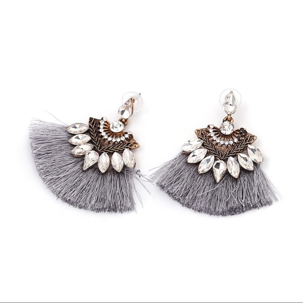 “Riley” Silver Fringe Drop Earrings